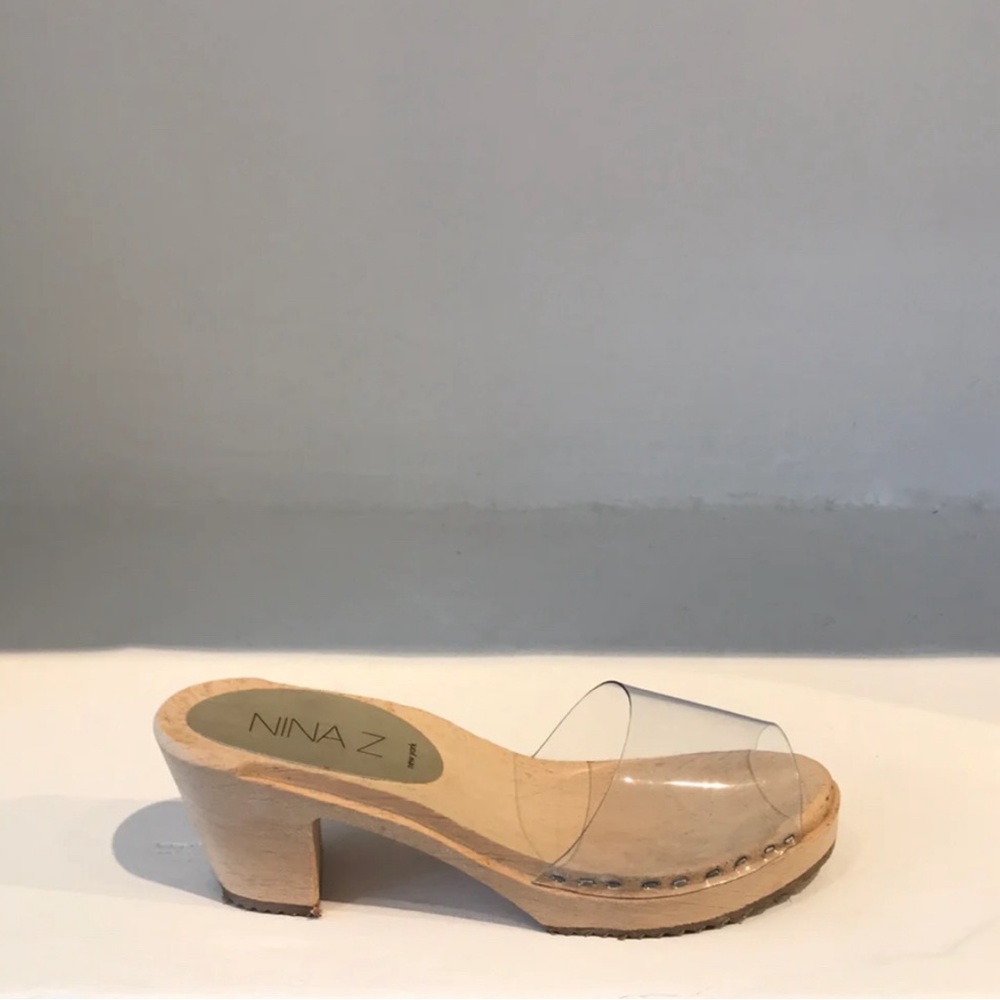 Clear plastic and wooden clog heels - hand made in Hudson NY Nina Z